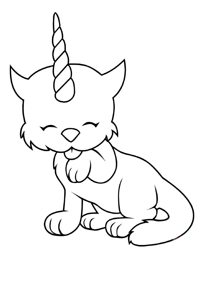 unicornio gato para colorir