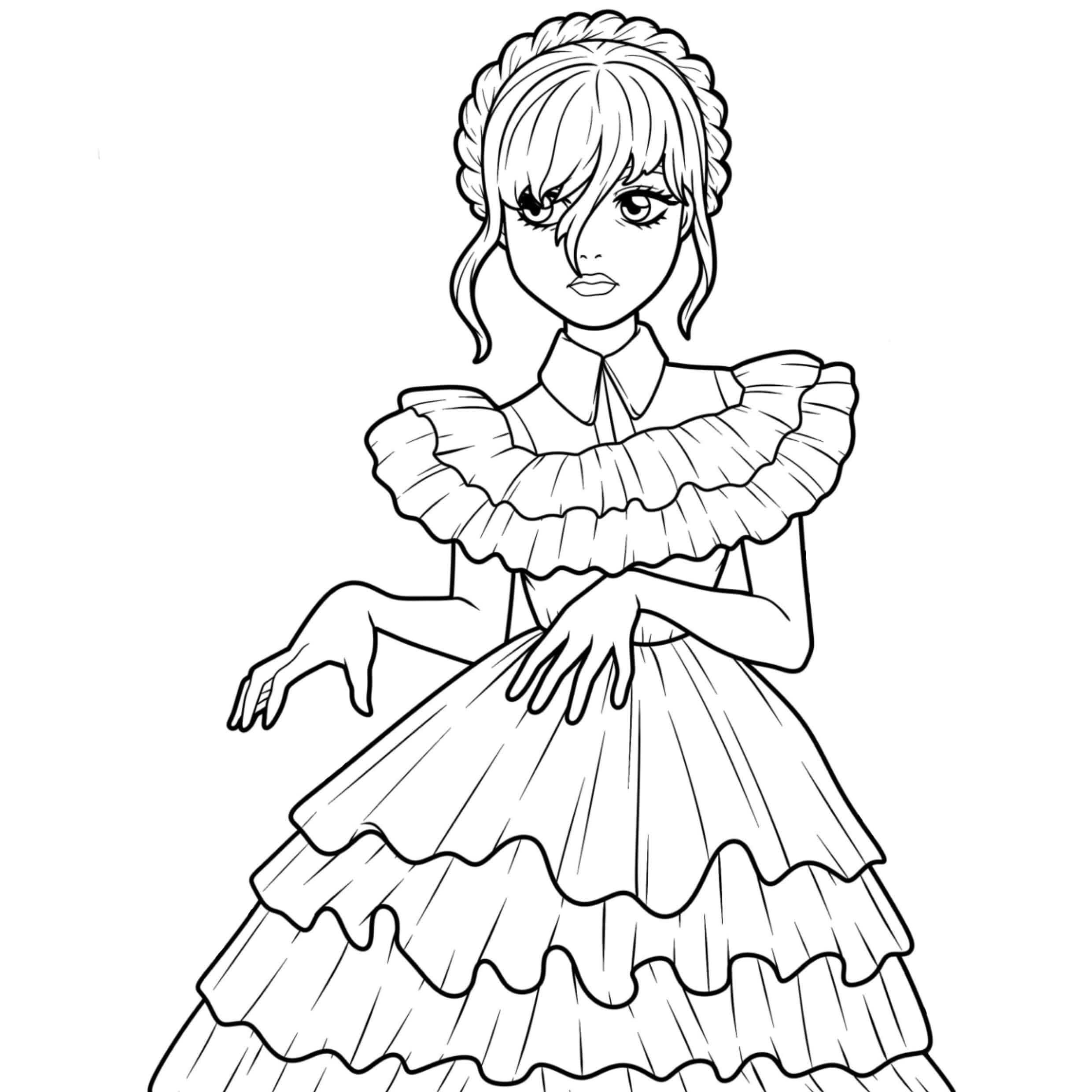 Desenho para colorir wandinha addams - Desenho Colorir